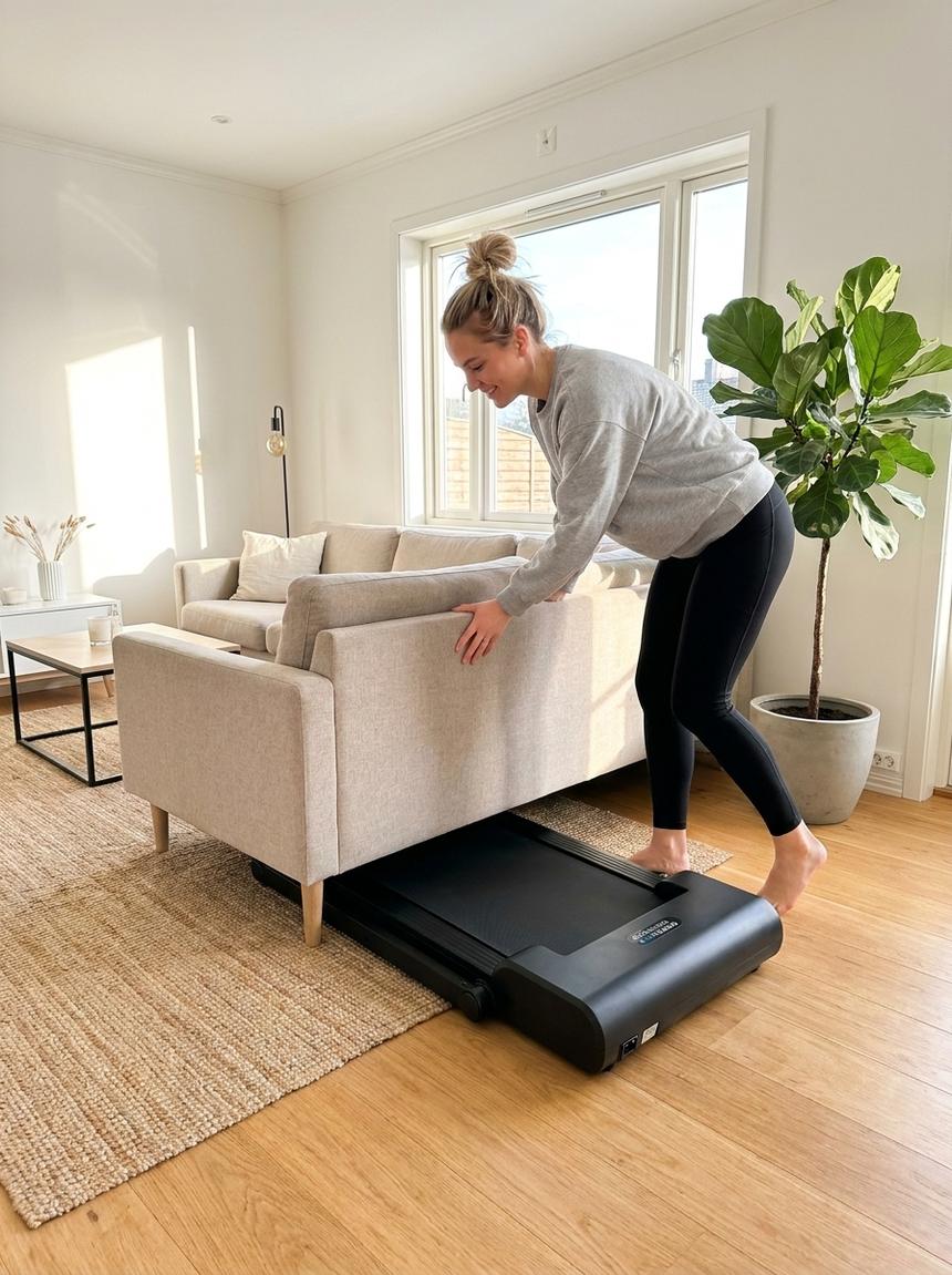 Ein kompaktes Laufband muss kein Zimmer beanspruchen, auch nicht in einer kleinen Wohnung von etwas mehr als fünfzig Quadratmetern.