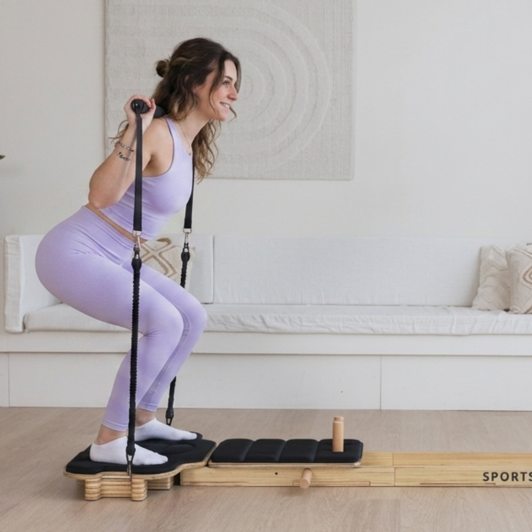 Und der Reformer-Squat für Beine und Po.